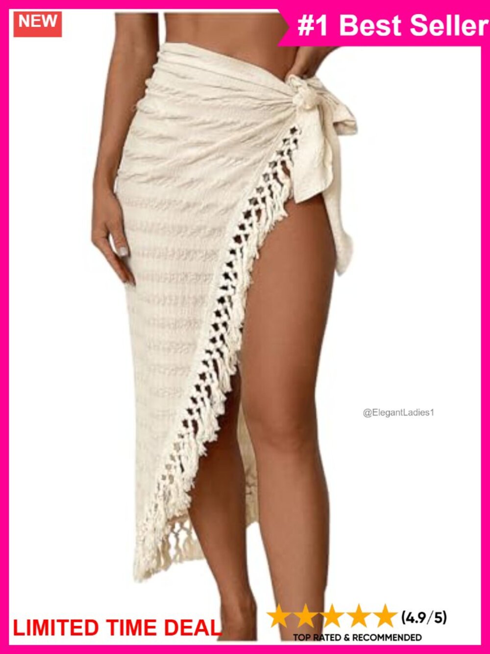 Fringe Tassel Sarong Coverup Side Tie Bathing Suit Wrap Skirt